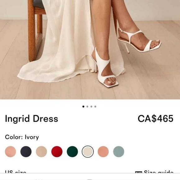 Reformation Ingrid Dress Invory Size 8 - Picture 3 of 5